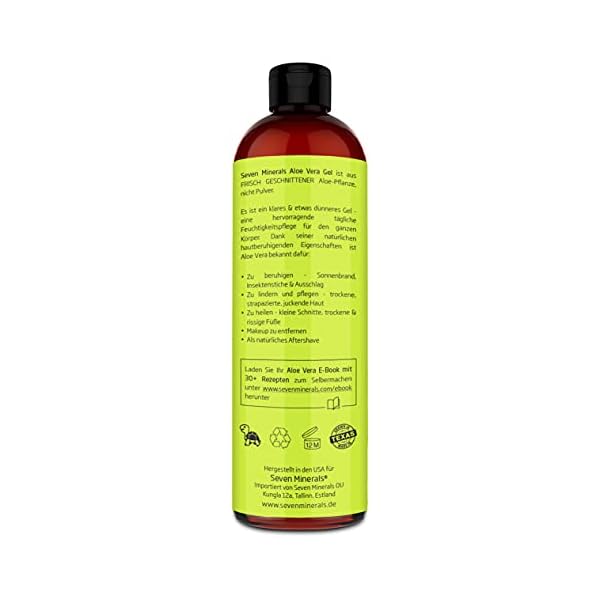 Aloe Vera Gel 99% Bio, 355 ml - ÖKO-TEST Sehr Gut - 100% Natürlich, Rein & Ohne Duftstoffe (Alkoholfrei, Kein Parfüm/WC… – Bild 4