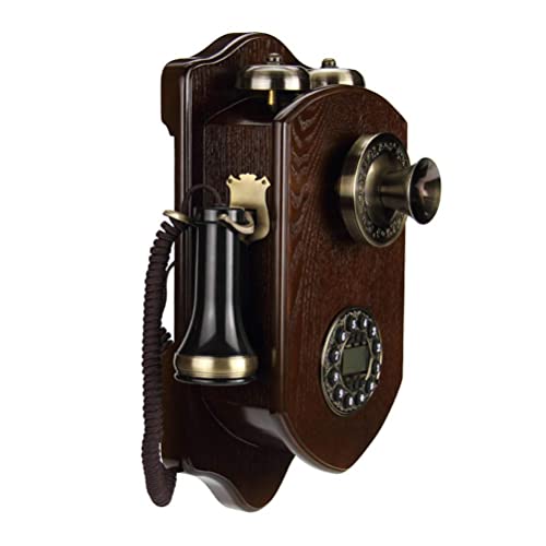 Téléphone fixe mural en bois véritable au design rétro chic et authentique - 2