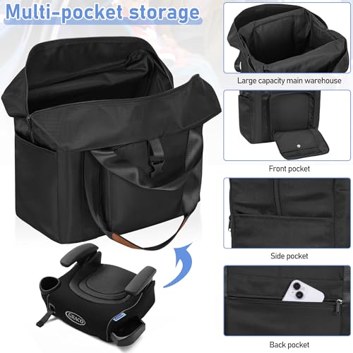 TORIBIO Backless Booster Car Seat Travel Bag - Black, for Gb Pockit, Perfect for Airplane Travel and Gate Check