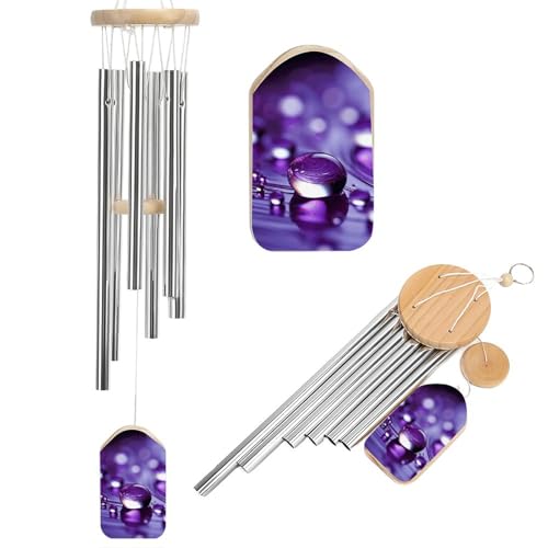 Outdoor Wind Chimes, Purple Drops Printed Wind Chimes,Simple Wind Chimes,Curtain Wind Chimes for Home Decoration