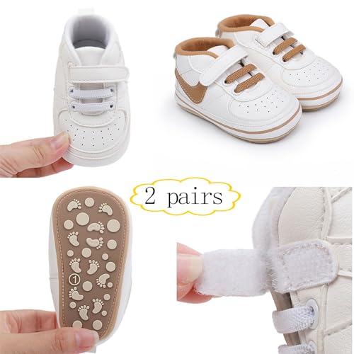 Image of Clowora Unsex Baby Shoes Boys Girls Infant Sneakers Non-Slip Soft Rubber Sole Toddler Crib First Walker Lightweight Shoes
