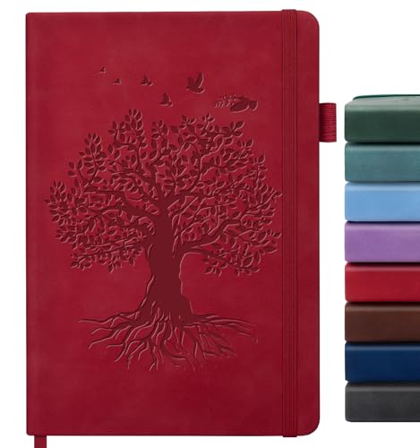 ALKALO Lined Journal Notebook for Women Men, A5 Hardcover Leather Journals for Writing, 200 Pages Thick Paper, Daily Journal Notebook for Work, School, Note Taking, Business, Travel, College Ruled