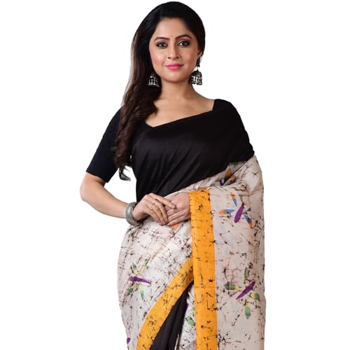 3stones black pure silk saree in pure silk – image 7
