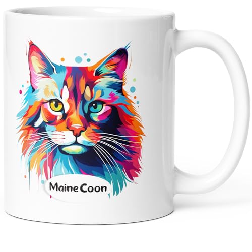 Luigi Collection Mug Chat Maine Coon Tasse Message Humour drôle Race Animaux. Idée Cadeau Original et Beau Ami Homme Femme Enfant Collègue pour Anniversaire Noël. Céramique 325ml