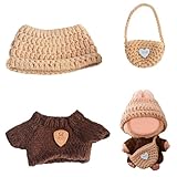 3 Stück Puppenkleidungs Set für gehäkeltes 3-teiliges Set mit Hut, Kleidung und Rucksack,Vinyl Plush Kleidung Zubehör, Puppenzubehör Geschenke fur Mäd