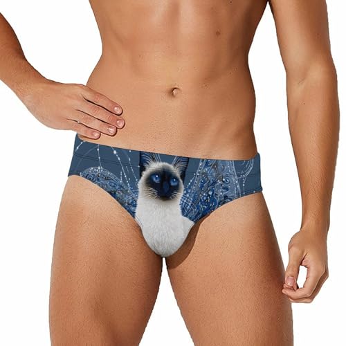 Siamese Cat Beautiful Men's Swim Briefs Low Waist Bikini Swimsuit Underwear Beach Swimwear