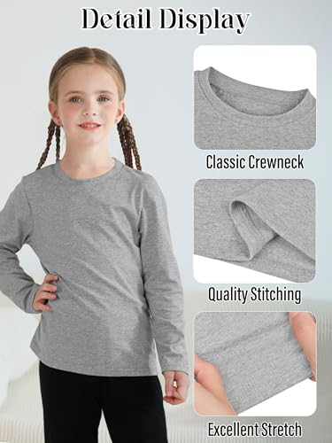 Resinta 6 Pack Cotton Girls Long Sleeve Shirts Toddlers Cotton Long Sleeve Tees Basic Crewneck Tops for Girls Daily Wear3