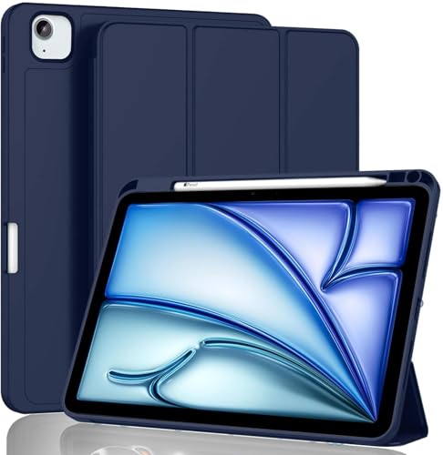Image of TechTrendz for iPad Air 13 inch Cover M3 /M2 (2025 /2024), iPad Pro 12.9 Inch (6th /5th /4th Gen) Case with Pencil Holder, Smart Cover with Protective Trifold Stand, Auto Wake /Sleep - Blue