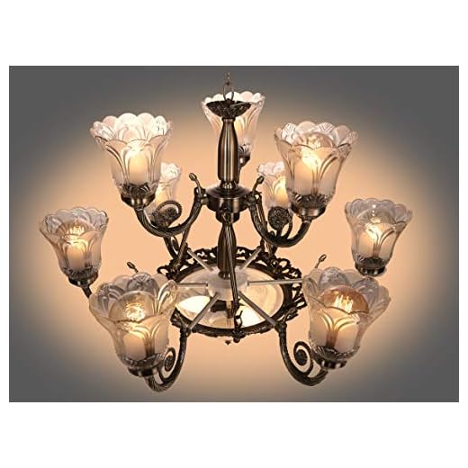 Carsten Antique and Modern Design Black Antique Color Chandelier Jhoomer Ceiling Light (12 Light)