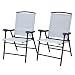 SunLife Modern Outdoor Folding Lawn Chairs with Steel Frame, Portable for Lawn, Garden, Patio, Beach Set of 2, Black Frame/Beige Fabric