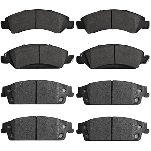 Front & Rear Ceramic Brake Pads Kits for Chevy Silverado 1500 2014-2018, Suburban/Tahoe...