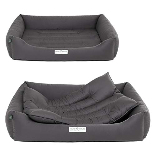 Hound & Nature Öko Hundebett Bern mit Einlegekissen - weicher Hundekorb mit Hundekissen - waschbar, hygienisch, robust & nachhaltig (XL - 130x95 cm, Grau) Cover