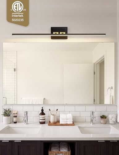 Image of VOLISUN Modern Bathroom Vanity Light 48 inch, Rotatable, 30W Dimmable 5CCT Led Bathroom Light Fixture Over Mirror, Black Gold Bar Vanity Light for Bathroom Mirror Cabinets-ETL Certificated