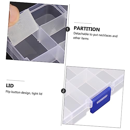 Boîte à bijoux transparente en plastique avec 10 compartiments pour rangement