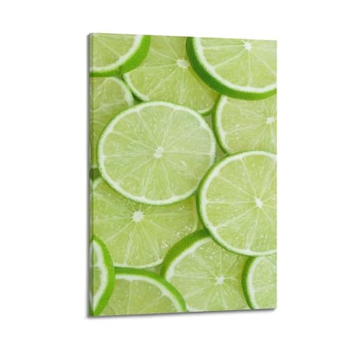 Poster mural moderne tranches de citron vert ZHOUKEG 50x75 cm