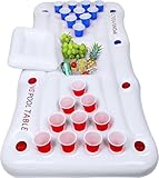 Triumpeek Inflatable Pool Game Table Float with Cooler, 6FT Floating Water Activity Center, Multi-Use Pool Lounge for Social Gatherings & Family Fun (Cups & Balls Not Included)