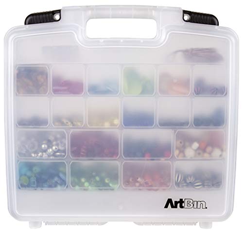 ArtBin 6962AB Quick View Deep Base Carrying Case with Removable Dividers and Tray, Portable Art & Craft Storage Box, 15\", Clear