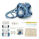 Noocro Crochet Kit Granny Square Shumai Bag, Purse, Complete DIY Kit, Detailed Instructions, Video Tutorials, for Beginners or Intermediate and Advanced Crocheters (Ocean Breeze)