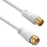 tunghey RG6 Coax Cable, PAL to F-Type TV Cable Wire, High-Speed Internet, Broadband and Digital TV Aerial, Antenna Wire for TV DVD VCR Sky Virgin and More (1M)