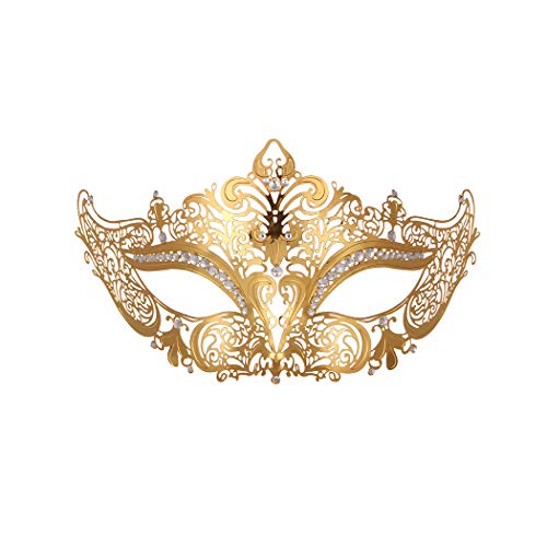 Image of Aqearl Masquerade Mask for Women Metal Mask Shiny Rhinestone Venetian Party Evening Prom Ball Mask Bar Costumes Accessory