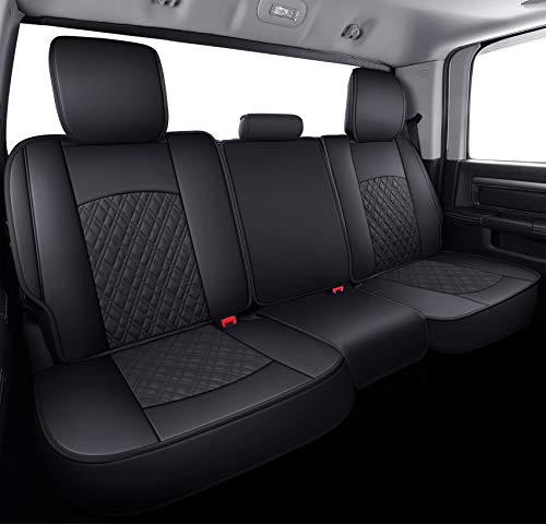 Image of YIERTAI Car Seat Covers for Dodge Ram Fit 2009-2026 1500 2010-2026 2500 3500 Classic Bighorn Longhorn Laramie Tradesman Truck Black Full Set