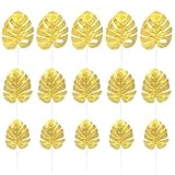 BAZEITFLOW 15 Stück Künstliches Monstera Blatt Dekor In Gold Stoffbasiert Farbecht und Bruchfest für Hochzeiten Partys und Wohnraumgestaltung