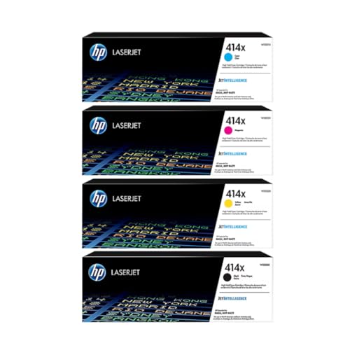 Image of HP 414X High-Yield Toner Cartridge 4-Pack (Black, Cyan, Magenta, Yellow) | Works with Color LaserJet Enterprise M455dn, MFP M480f, Pro M454, MFP M479 Series | W2020XQ1