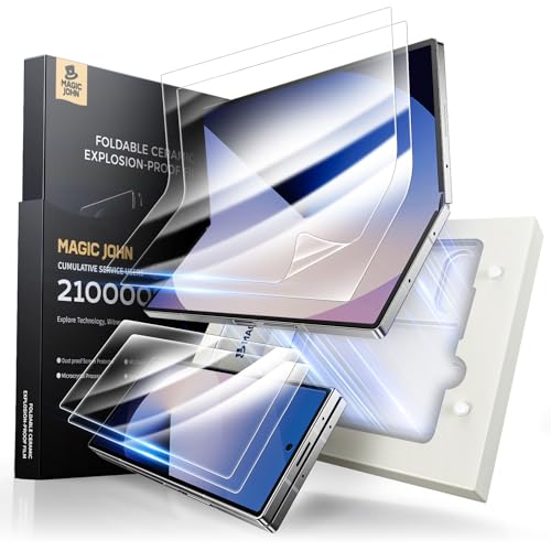 MAGIC JOHN for Samsung Galaxy Z Fold 6 Screen Protector [Not Glass] 2 Pack Inner Flexible PET Film & Front Film with Auto Align Mounting Frame Kit Full Coverage No Creases Bubble-Free HD Clear