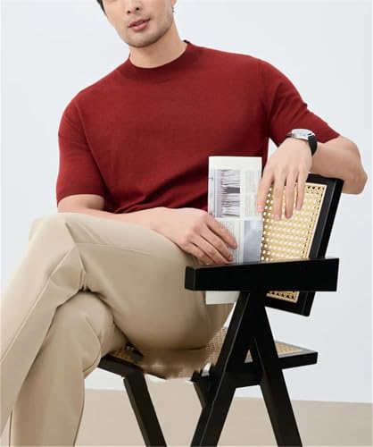 Men’s Knitted Wool Sweater Short Sleeve Round Neck Slim Fit Solid Color Comfort Summer Casual Base Layer Pullover2