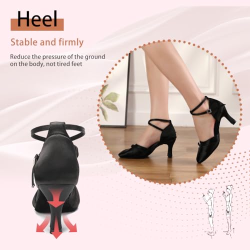 Women Ballroom Latin Dance Shoes Closed Toe Salsa Waltz Dance Practice Performance Dance Shoes4