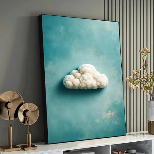Impression nature nuage blanc sur toile texturée haut de gamme