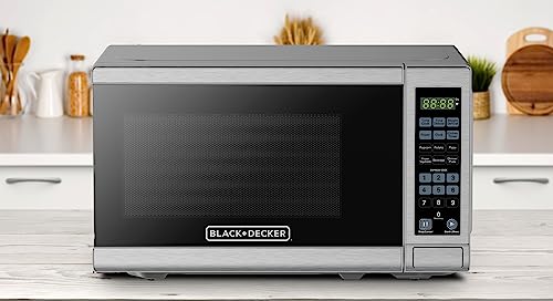 BLACK+DECKER Compact Countertop 0.7 Cu. Ft. 700-Watt Digital Microwave Oven, LED Lighting, Child Lock, Stainless Steel - Image 6