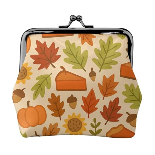Pu Leather Buckle Coin Purse Thanksgiving Pumpkin Pie Girls Kiss-Lock Change Purse Wallets - Main Image