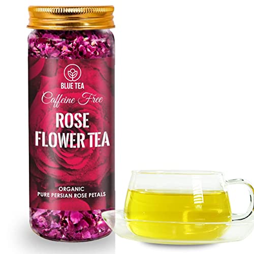 Foto von BLUE TEA - Klasse A - Rosentee | Natürliche sonnengetrocknete Blütenblätter 25 g – ca. 25 Tassen | Kräutertee | Reich an VIT-C | für schöne Haare & Haut | Recycelte Pet Jar-Packung