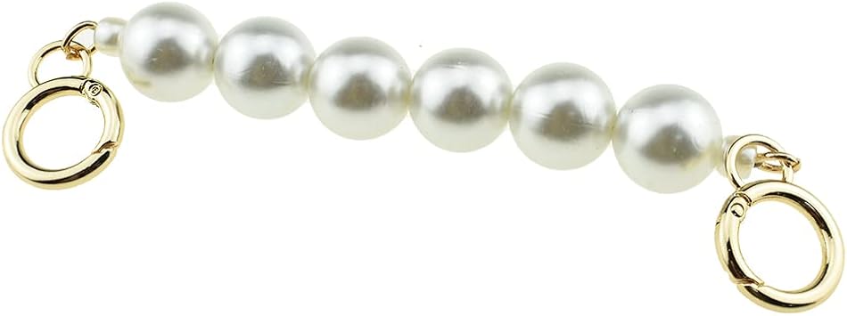 HAHIYO Imitation Pearl Bead Purse Chain Strap White Extender Length 7.9 inches Gold Clasp Diameter 0.79 inches 1 Pack for LV Shoulder Purse Handbag Clutch Replacement Strap Accessories Decoration