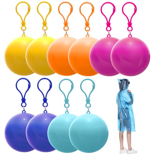 Scettar 10 tragbare Regenmantelbälle: 5 Farben * 2 Stück Regenmantel für Damen Herren Einweg-Poncho Geeignet Einweg Regenponcho für den täglichen Gebrauch und Outdoor-Aktivitäten Camping