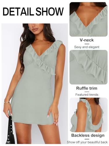 Image of MIYIEONZ Women Mini Dress Summer Formal Ruffle Short Dresses