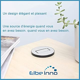 Elbe Inno Multiprise Escamotable de Table 3prises, étanche à l'eau, avec sécurité Enfants, Prise encastrée avec câble de raccordement de 1,5m, Prise de Courant idéale pour Le Bureau, la Cuisine