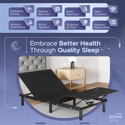 Image of Celestial Sleep Aurora Adjustable Bed Base (Frame Only), Easy Assembly, Head and Foot Lift, Zero Gravity, Memory Positions - Twin XL