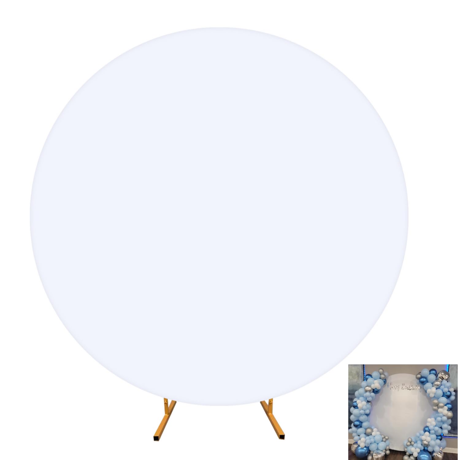 White Round Backdrop Cover Polyester Circle Backdrop Cover for 7.2ft Circle Arch Stand Birthday Party Photography Wedding Decoration