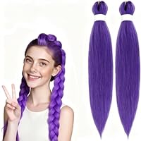 2/3/5Pcs Purple Hair Extensions, Stretched Synthetic Braiding Hair Extensions for Stage Party Halloween Costume Cosplay Braided Ponytail Extension (2, 26in 66cm)