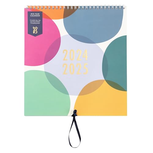 Busy B 13 Month August 2024, August 2025 Mid-Year Family Calendar with Week to View Layout