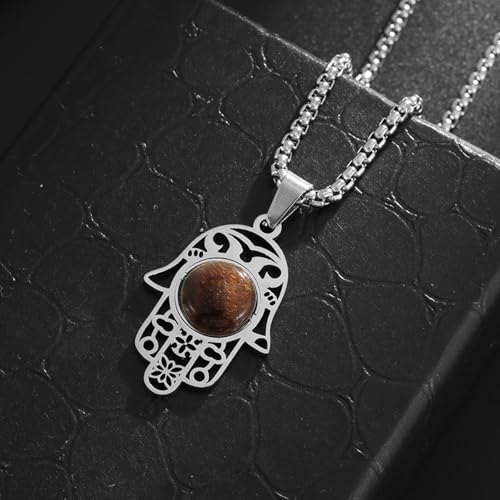 Pendentif en pierre naturelle acier de synthèse chic mixte - 4