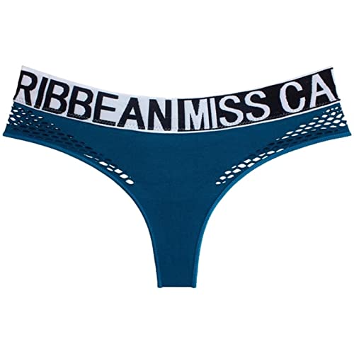 XKUN Damenhöschen Sexy Frauen Höschen Sport Atmungsaktive Unterwäsche Mode Mesh Lingerie Heiße G-Strings Taille Hohl Tangs-Blue,L,3Pc Cover