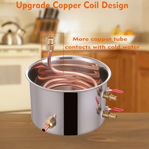 Shine Still 5 GAL 3 Pots Distillery Kit Stainless Steel Copper Tube Complete with Thumper Water Pump Metal Thermometer Airlock Brew Bag Proof Parrot Alcoholmeter Test Kit for Whiskey, Brandy etc.