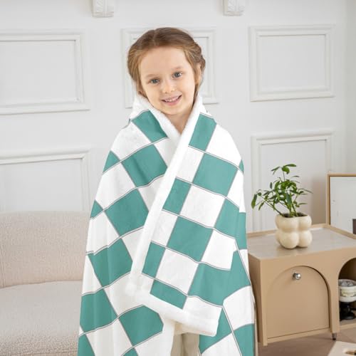 Image of Erosebridal Initial Letter D Fleece Blanket Throw 50 inchx60 inch Pink and White Checkered Sherpa Blanket Cute Monogram Plaid Fuzzy Plush Throw for Kids Girls Women,Kawaii Gingham Grids Decor for Bed Couch