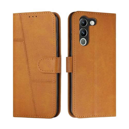 Image of for Vivo Y200 5G Flip Cover Leather Finish | Inside TPU with Card Pockets | Wallet Stand | Complete Protection Flip Case