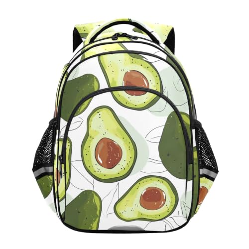Cartable scolaire feuilles d'avocat vert blanc pour enfant 3-12 ans