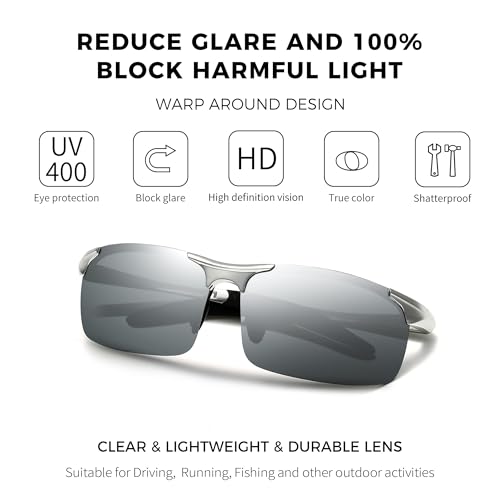 SUNGAIT Men's HD Polarized Sunglasses for Driving Fishing Cycling Running Metal Frame UV400 SGT177-YSY — view 3