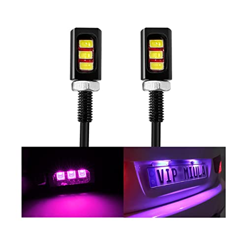 2Pcs Led License Plate Light, Waterproof Screw Bolt License Plate Lamp, 12V Aluminum License Plate Light, Universal Car Exterior Decoration For Most Vehicles Trucks Motorcycles Bikes (Pink) #TOP16